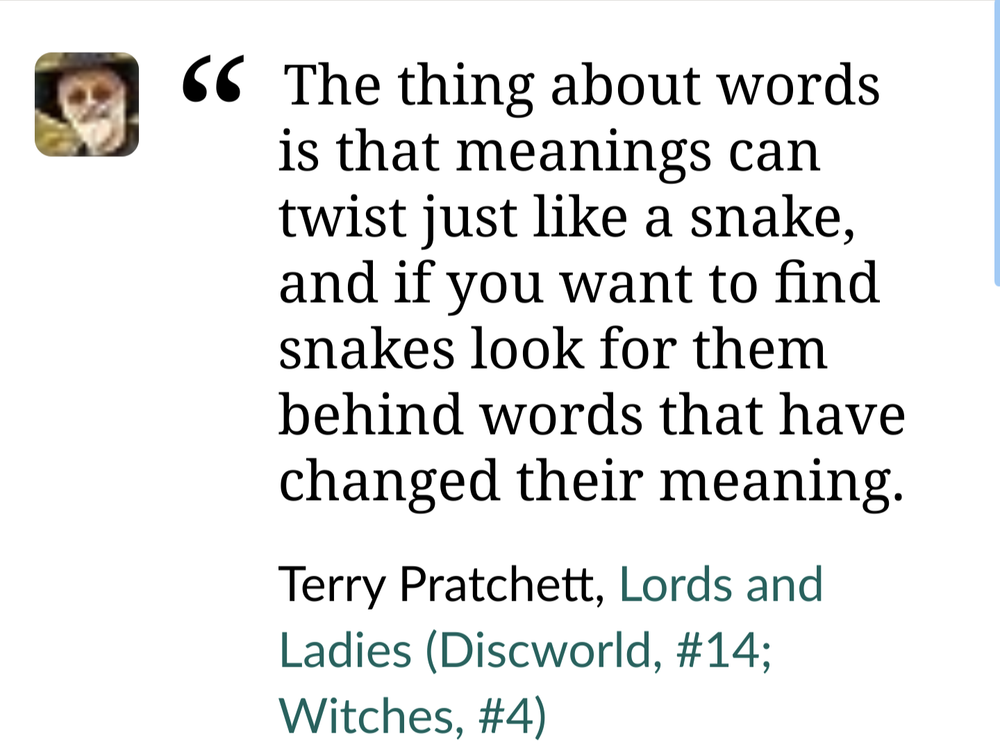 Pratchett on words